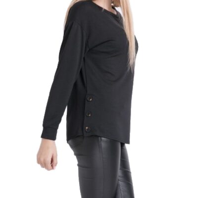Γυναικεία Μπλούζα Πλεκτή Με Κουμπιά PRN 14358.BL Μαύρο