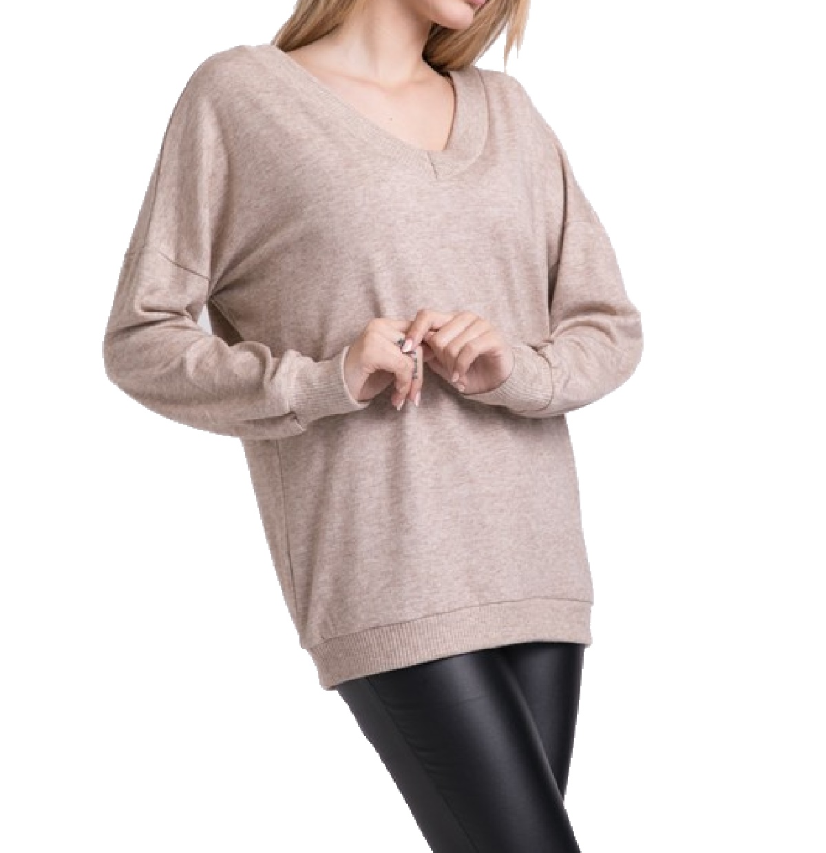 Women Knitted Blouse PRN 14370.BE Color Beige One Size | My Shoe Fashion