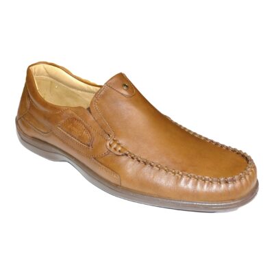 Ανδρικά Μοκασίνια Boxer shoes, 15301 14-119 Ταμπά Δέρμα