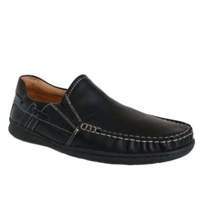 Ανδρικά Μοκασίνια BOXER shoes, 21120 14-111 Μαύρο Δέρμα