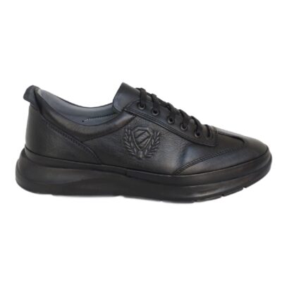 Ανδρικά Δερμάτινα Αναπαυτικά Sneakers ANTONELLO W330-2000 Μαύρο Δέρμα.
