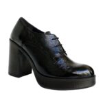 Γυναικεία Παπούτσια με Κορδόνια και Ψηλό Τακούνι. Commanchero 51076-021 Μαύρο Λουστρίνι.