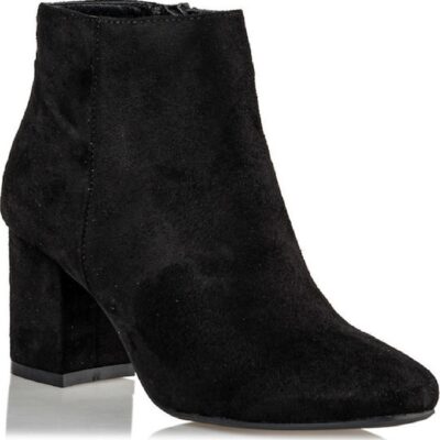 Envie Shoes Suede Γυναικεία Μποτάκια Αστραγάλου V57-10318-34 με Τακούνι σε Μαύρο Χρώμα